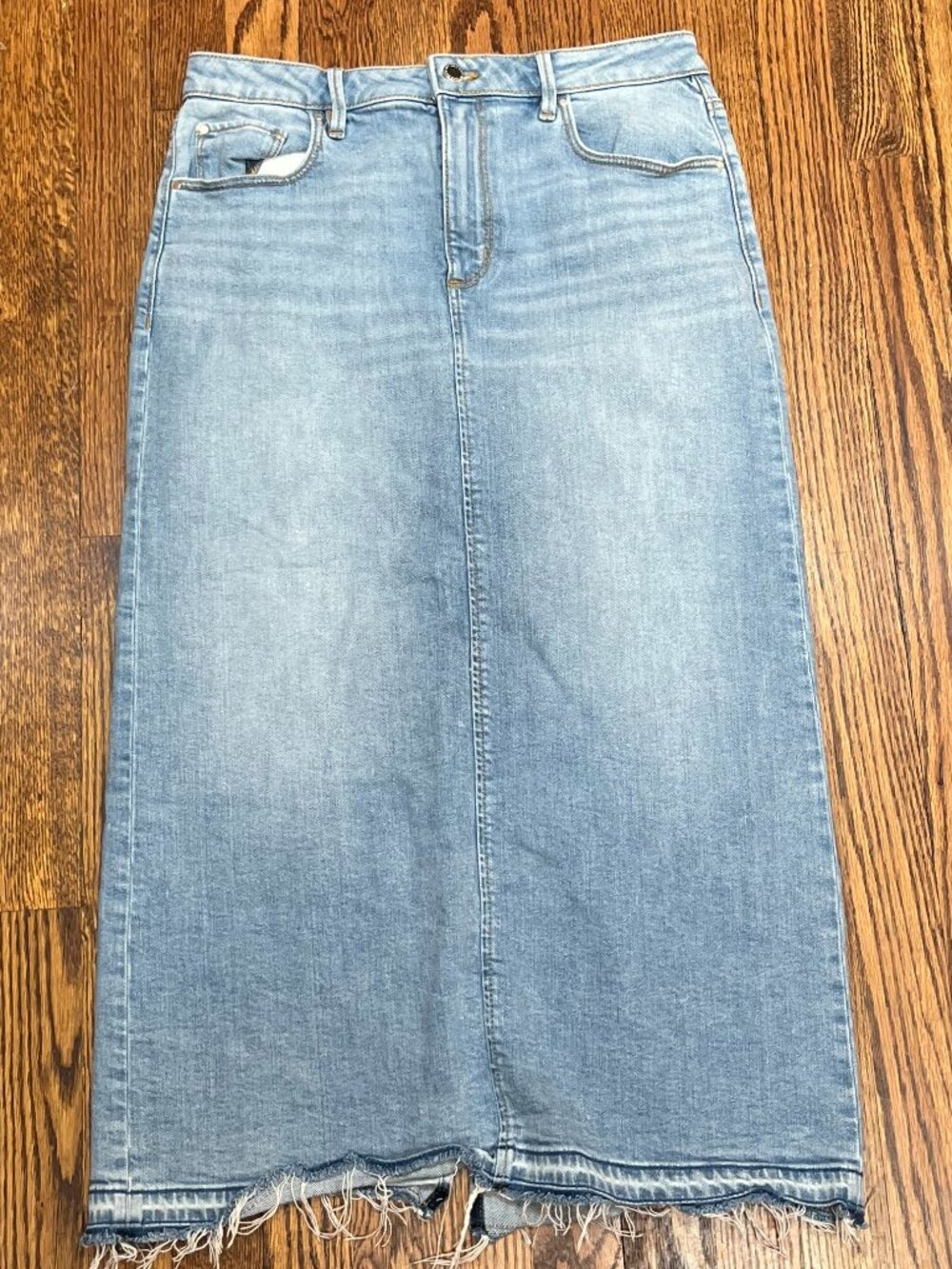 Ann Taylor Weekend Blue Denim Midi Skirt size 6
